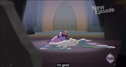 Size: 1150x610 | Tagged: safe, screencap, princess celestia, twilight sparkle, alicorn, pony, g4, princess twilight sparkle (episode), female, mare, meme, twilight sparkle (alicorn), youtube caption