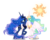 Size: 7600x6100 | Tagged: safe, artist:jordila-forge, princess celestia, princess luna, alicorn, pony, g4, absurd resolution, crescent moon, cutie mark, duo, ethereal mane, female, hug, mare, moon, older, raised hoof, royal sisters, side hug, simple background, sisters, smiling, spread wings, starry mane, sun, transparent background, ultimate luna