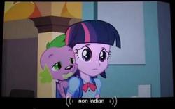 Size: 499x309 | Tagged: safe, screencap, spike, twilight sparkle, equestria girls, g4, meme, youtube caption