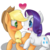 Size: 4000x4000 | Tagged: safe, artist:lisa400, applejack, rarity, earth pony, pony, unicorn, g4, blushing, duo, female, hat, heart, horn, lesbian, mare, ship:rarijack, shipping, simple background, transparent background