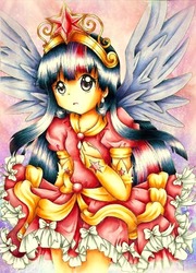 Size: 410x570 | Tagged: safe, artist:autumn rush, twilight sparkle, human, g4, big crown thingy, clothes, dress, ear piercing, earring, element of magic, female, frilly dress, humanized, jewelry, light skin, piercing, solo, tiara, twilight sparkle (alicorn), winged humanization, wings
