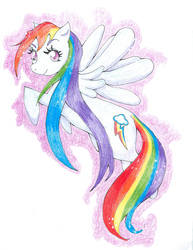 Size: 2540x3296 | Tagged: safe, artist:seiya-fantasy, rainbow dash, g4, female, solo, traditional art