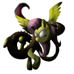 Size: 1417x1417 | Tagged: safe, artist:cleverderpy, discord, fluttershy, chimera, g4, album cover, blank eyes, fusion, simple background, solo, transparent background