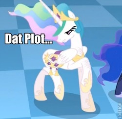 Size: 384x376 | Tagged: safe, edit, edited screencap, screencap, princess celestia, princess luna, alicorn, pony, g4, princess twilight sparkle (episode), caption, female, image macro, mare, narcissism, no tail, offscreen character