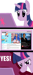 Size: 500x1140 | Tagged: safe, artist:pap64, rainbow dash, twilight sparkle, pony, unicorn, g4, cable news network, cnn, computer, female, katy perry, laptop computer, mare, meme, yes