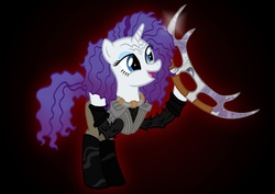 Size: 3506x2481 | Tagged: safe, artist:athos01, rarity, g4, bat'leth, female, klingon, klingon pony, ponified species, solo, species swap, star trek, sword, weapon