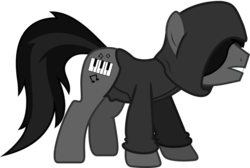 Size: 1024x690 | Tagged: safe, artist:lightningbolt, pony, g4, frown, gritted teeth, hidden eyes, hood, male, ponified, show accurate, simple background, solo, stallion, todd in the shadows, transparent background, vector