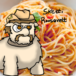 Size: 720x720 | Tagged: safe, artist:fillialcacophony, fluffy pony, roosevelt, solo, spaghetti