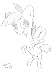 Size: 1130x1500 | Tagged: safe, artist:saine grey, featherweight, pegasus, pony, g4, colt, male, monochrome, sketch, solo