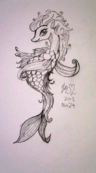 Size: 2760x4912 | Tagged: safe, artist:liukai, sea pony, solo, traditional art