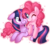 Size: 606x548 | Tagged: safe, artist:littlepinkalpaca, pinkie pie, twilight sparkle, alicorn, pony, g4, blushing, cute, female, heart, lesbian, mare, ship:twinkie, shipping, twilight sparkle (alicorn)