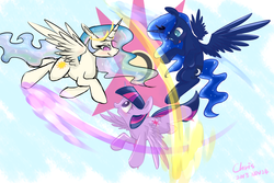 Size: 6000x4000 | Tagged: safe, artist:xcopyen002, princess celestia, princess luna, twilight sparkle, alicorn, pony, g4, princess twilight sparkle (episode), season 4, female, mare, twilight sparkle (alicorn)