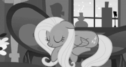 Size: 700x374 | Tagged: safe, fluttershy, g4, black and white, female, grayscale, meme, monochrome, sleeping, solo, twilight scepter