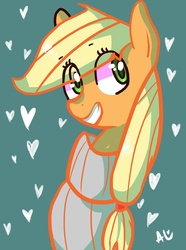 Size: 1024x1375 | Tagged: safe, artist:onicka12, applejack, g4, female, heart, solo