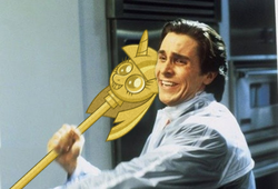 Size: 1024x696 | Tagged: safe, edit, human, g4, princess twilight sparkle (episode), american psycho, irl, irl human, patrick bateman, photo, twilight scepter