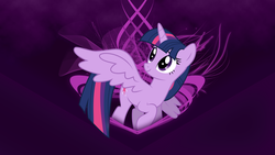 Size: 1920x1080 | Tagged: safe, artist:ewized, artist:krusiu42, twilight sparkle, alicorn, pony, g4, female, mare, solo, spread wings, twilight sparkle (alicorn), vector, wallpaper, wings