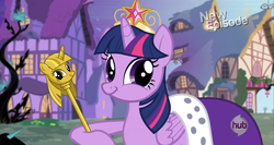 Size: 1920x1020 | Tagged: safe, twilight sparkle, alicorn, pony, g4, my little pony: friendship is magic, princess twilight sparkle (episode), big crown thingy, clothes, exploitable meme, female, mare, meme, memeception, robe, solo, twiface, twilight scepter, twilight sparkle (alicorn), wrong neighborhood