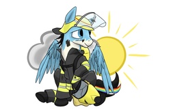 Size: 5087x3339 | Tagged: safe, oc, oc only, oc:solar chaser, commission, firefighter, german, solar chaser, solo