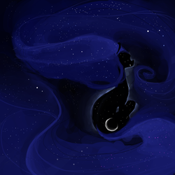 Size: 2000x2000 | Tagged: safe, artist:nowler, princess luna, g4, female, galaxy, long mane, solo, stars, surreal