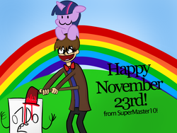 Size: 1024x768 | Tagged: safe, artist:supermaster10, twilight sparkle, oc, g4, :3, axe, blood, bowtie, clothes, day of the doctor, doctor who, doctor who 50th anniversary, jacket, male, november 23rd, rainbow