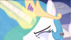 Size: 935x520 | Tagged: safe, screencap, princess celestia, g4, my little pony: friendship is magic, princess twilight sparkle (episode), season 4, crying, female, magic, solo