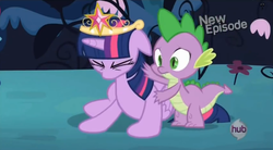 Size: 930x512 | Tagged: safe, screencap, spike, twilight sparkle, alicorn, pony, g4, my little pony: friendship is magic, princess twilight sparkle (episode), big crown thingy, female, mare, twilight sparkle (alicorn)