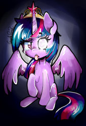 Size: 636x938 | Tagged: safe, artist:angiethebunnie, twilight sparkle, alicorn, pony, g4, princess twilight sparkle (episode), big crown thingy, crying, female, glowing eyes, mare, solo, twilight sparkle (alicorn)