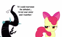 Size: 701x423 | Tagged: safe, apple bloom, g4, princess twilight sparkle (episode), black vine, black vine's pickup lines, pickup lines, subversion