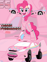 Size: 983x1280 | Tagged: safe, artist:mr-sukhoi, artist:raptorsr, pinkie pie, pony, robot, robot pony, g4, car, crossover, female, solo, transformerfied, transformers