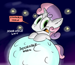 Size: 3000x2600 | Tagged: safe, artist:benja, sweetie belle, ask ask-the-ponies, g4, cute, diasweetes, female, moon, solo, stars, tangible heavenly object