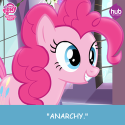 Size: 549x549 | Tagged: safe, edit, pinkie pie, g4, my little pony: friendship is magic, princess twilight sparkle (episode), season 4, anarchy, comic sans, female, solo