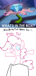 Size: 442x925 | Tagged: safe, artist:kirbyfanneox, artist:weaver, pinkie pie, g4, my little pony: friendship is magic, princess twilight sparkle (episode), a dash of weaver makes everything better, chest of harmony, exploitable meme, meme, mystery box, simple background, what's in the box?, white background