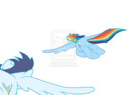 Size: 1024x768 | Tagged: safe, artist:ajmstudios, artist:birdivizer, artist:birdspirit, rainbow dash, soarin', g4, butt, female, flying, male, plot, rainbutt dash, ship:soarindash, shipping, soarass, straight