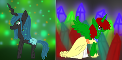 Size: 2453x1213 | Tagged: safe, artist:gabythehedgehog, queen chrysalis, oc, g4, this day aria