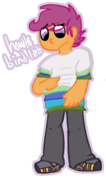 Size: 321x538 | Tagged: safe, artist:jason6297, scootaloo, human, equestria girls, g4, humanized, pony coloring, solo, transaloo, transgender