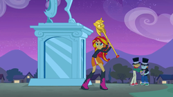 Size: 1600x900 | Tagged: safe, edit, edited screencap, screencap, snails, snips, spike, sunset shimmer, dog, equestria girls, g4, my little pony: friendship is magic, princess twilight sparkle (episode), meme, spike the dog, twilight scepter