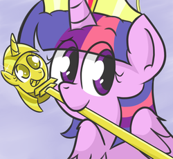 Size: 1100x1010 | Tagged: safe, artist:twily-and-friends, twilight sparkle, alicorn, pony, g4, princess twilight sparkle (episode), female, mare, mouth hold, solo, twilight scepter, twilight sparkle (alicorn)