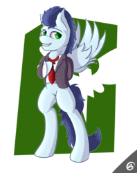 Size: 1600x2019 | Tagged: safe, artist:capseys, soarin', pegasus, pony, g4, bipedal, male, solo, stallion