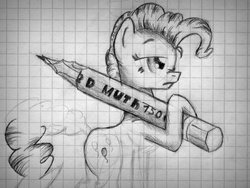 Size: 3107x2332 | Tagged: safe, artist:halfaman, pinkie pie, g4, drawing, female, fourth wall, koh-i-noor, monochrome, pencil, pencil drawing, sketch, solo, traditional art, wall