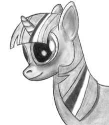 Size: 1280x1460 | Tagged: safe, artist:theunknownety, twilight sparkle, g4, female, monochrome, solo, traditional art