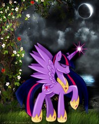 Size: 799x999 | Tagged: safe, artist:flutterdash75, artist:kysss90, edit, twilight sparkle, alicorn, pony, g4, eyes closed, female, mare, raised hoof, solo, twilight sparkle (alicorn)