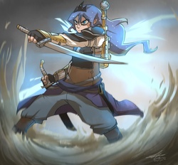 Size: 2100x1950 | Tagged: safe, artist:stupidyou3, princess luna, human, g4, action pose, angry, badass, clothes, cool, female, humanized, light skin, solo, steampunk is magic, sword, warrior luna, weapon