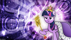 Size: 1920x1080 | Tagged: safe, artist:mrcbleck, twilight sparkle, alicorn, pony, g4, princess twilight sparkle (episode), angry, big crown thingy, cape, clothes, female, golden, mare, solo, twilight scepter, twilight sparkle (alicorn), wallpaper