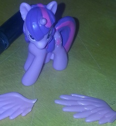 Size: 470x508 | Tagged: safe, twilight sparkle, alicorn, pony, g4, alicorn drama, amputation, blind bag, drama, female, irl, mare, op is a duck, photo, toy, twilight sparkle (alicorn)