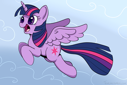 Size: 1200x800 | Tagged: safe, artist:tehflah, twilight sparkle, alicorn, pony, g4, female, flying, mare, solo, twilight sparkle (alicorn)