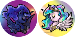 Size: 915x456 | Tagged: safe, artist:ladyamaltea, princess celestia, princess luna, g4, eyes closed, portrait, sisters