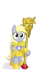 Size: 1500x2900 | Tagged: safe, artist:equestria-prevails, edit, derpy hooves, pegasus, pony, g4, armor, epic derpy, female, general derpy, hilarious in hindsight, mare, meme, solo, twilight scepter