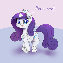 Size: 820x820 | Tagged: safe, artist:mister-true, rarity, alicorn, pony, g4, askfillyrarity, clothes, costume, female, filly, fluffy, race swap, raricorn, solo, tumblr, younger
