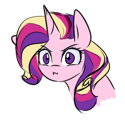 Size: 500x482 | Tagged: safe, artist:sugarberry, princess cadance, g4, :i, alternate hairstyle, angry, ask-cadance, female, solo