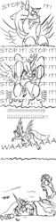 Size: 600x2400 | Tagged: safe, artist:gavalanche, princess celestia, princess luna, g4, comic, monochrome, rage, tantrum